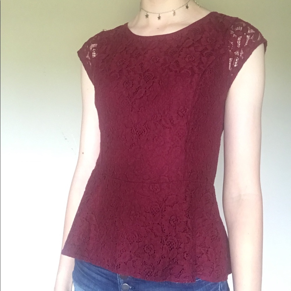 Burgundy peplum top